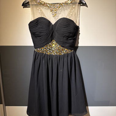 Black evening dress with stones