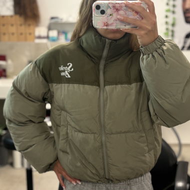 Olive puffer jacket
