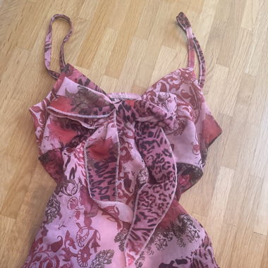 Top Vintage Y2K Stampa Motivo Floreale Rosa