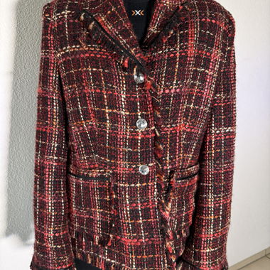 Blazer in tweed con motivo rosso, Sarah Kern