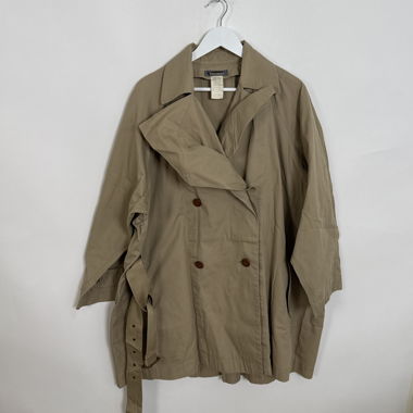 Beige Trench Coat by Issey Miyake