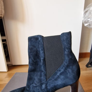 Bottines talons hauts, Minelli, suède bleu marine