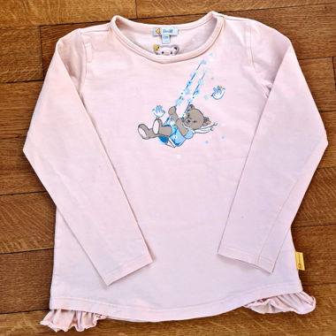 Steiff rosa Langarmshirt mit Bärenmotiv, Gr. 116