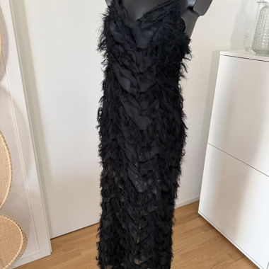 Black Feather Slip Dress