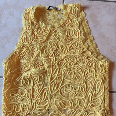 Yellow Transparent Lace Top