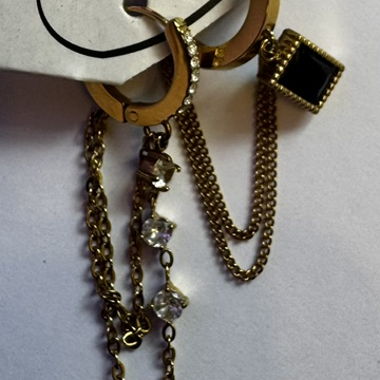 Lot de 2 monoboucles pendantes dorees