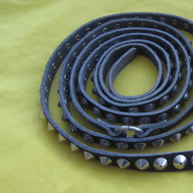 Punk style vintage studded slim leather belt