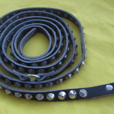 Punk style vintage studded slim leather belt