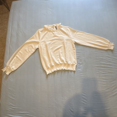 Cream-Coloured Long-Sleeve Smock Blouson