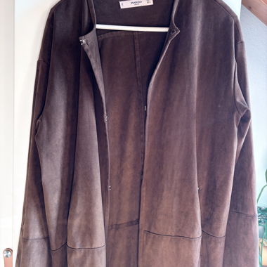 Giacca Mango, colore marrone, effetto scamosciato, M
