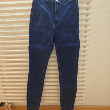 Jeans Skinnie a vita alta blu scuro