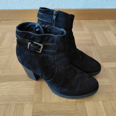 Black ankle boots, 8cm heel