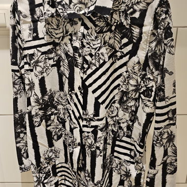 schwarz/weiss Langarm-Bluse