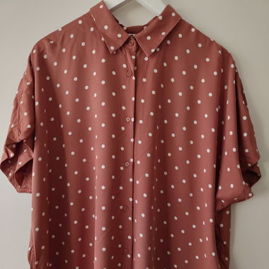 Polka dot short sleeve blouse rusty