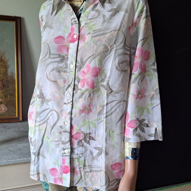 Blumige Damenbluse CAVITA vtg Bluse 42 L 44 