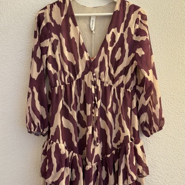 Vestito Balza a Fiori con Scollo a V