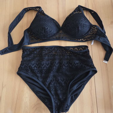 Bikini noir taille haute
