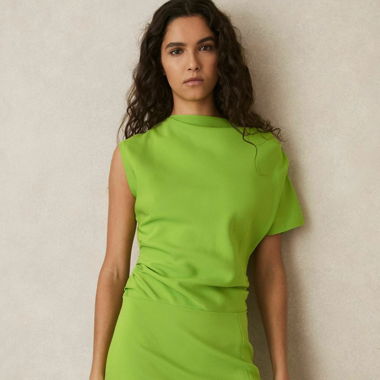 REGULAR FIT - MINI ASIMMETRICO ARRICCIATO verde