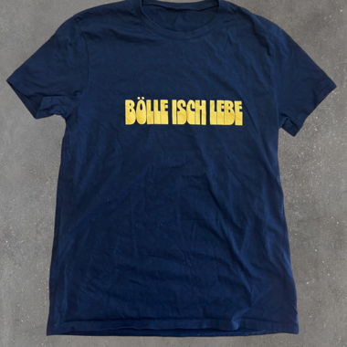 Black Vintage T-Shirt „Boelle isch Lebe“
