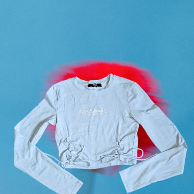 Pull crop top à manches longues