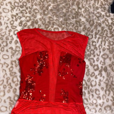 Elegant red bodysuit with transparent back