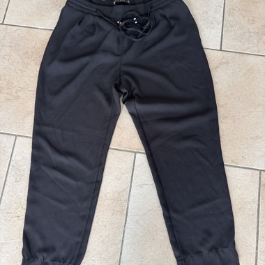 Pantalon léger noir en tissu avec cordon de serrage