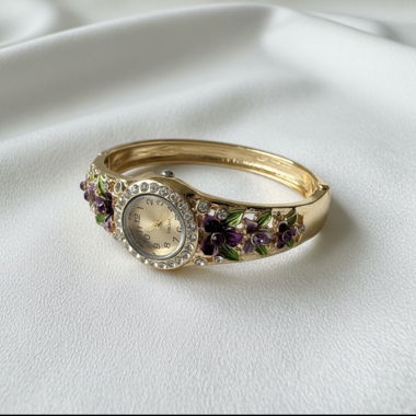 Montre Bracelet Or Floral – Élégante