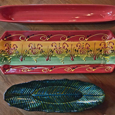 Set di 3 piatti decorativi allungati