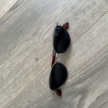 Silver Sunglasses with Dark Red Temples