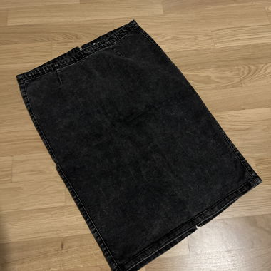 Black straight denim skirt