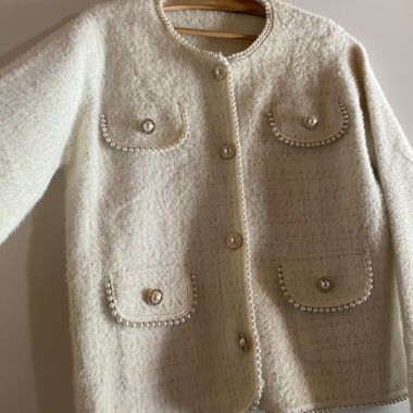 Chanel style tweeted jacket white