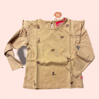 Pink children's long-sleeve shirt with sparrows