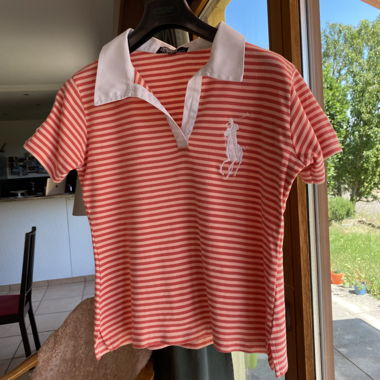 Ralph Lauren striped pink polo M – good condition