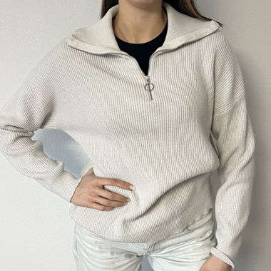 Vintage Zip-Up Knit Sweater