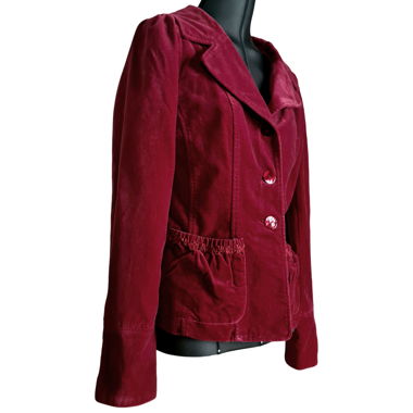 Velvet Button-Up Blazer Burgundy/Cherry  H&M