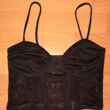 Black Mesh Bustier Top