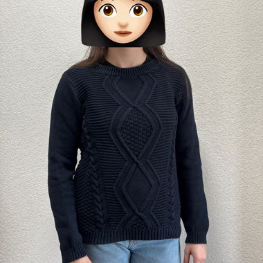 Maglione a trecce blu scuro
