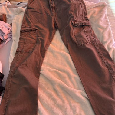 Brown high-waisted cargo pants