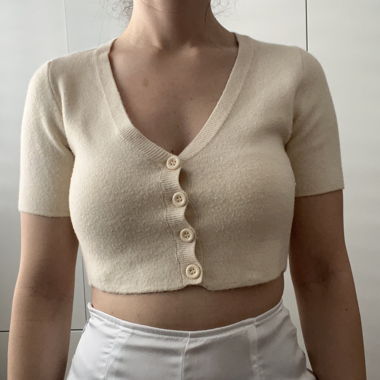 Cardigan Crop-Top mit Knöpfen