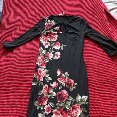 Beautiful formal black dress with flowers 