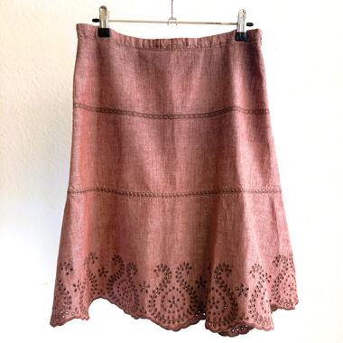 NEXT Brown cotton denim Boho eyelet skirt