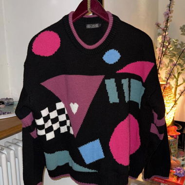 Vintage Strickpullover mit geometrischem Muster