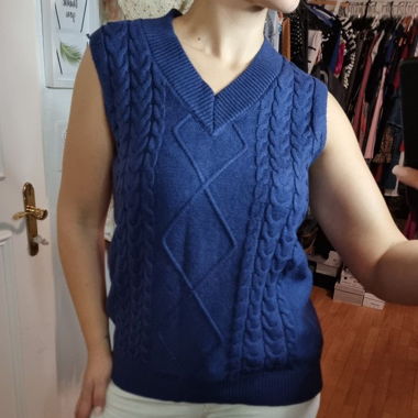 Blaue Strickweste Gr. 38/40 Damen Winter warm 