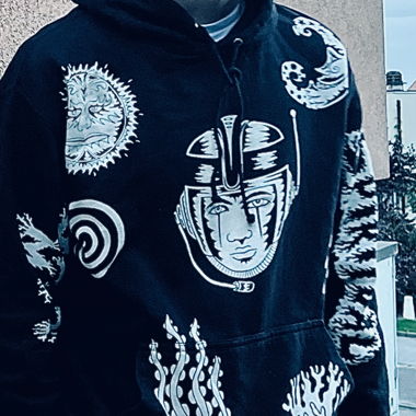 Black graphic print hoodie