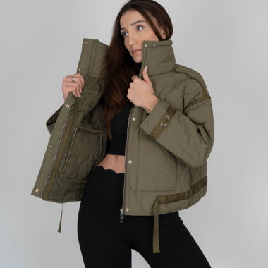 Grüne Puffer-Jacke mit Wattierung