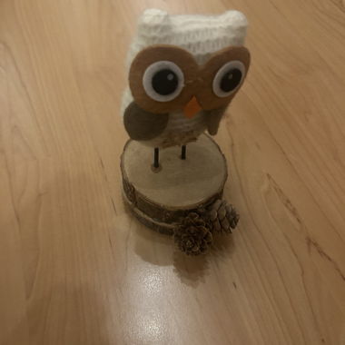 Owl Decorative Figure on Wooden Log