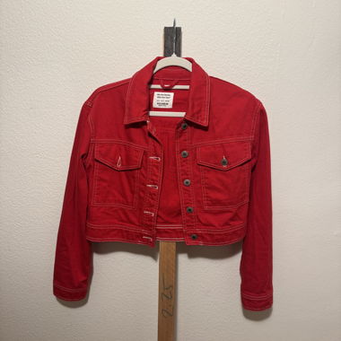Red denim jacket