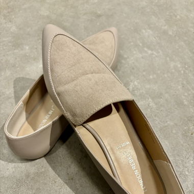 London Rebel Pointed Flat Loafers in Taupe 