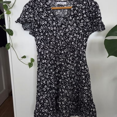Black Floral Short Dress