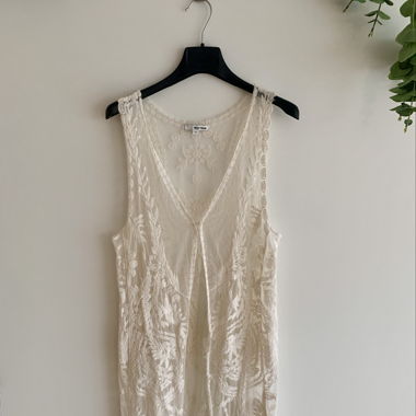 Gilet lungo con pizzo boho